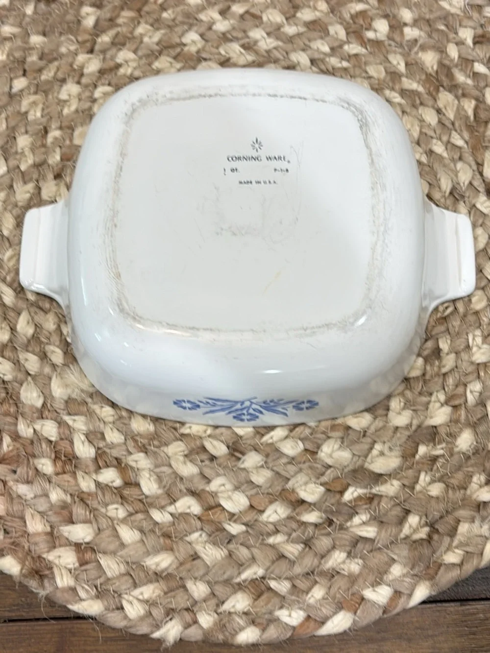 Corningware White Baking Casserole with Blue Floral Design 1qt size no lid